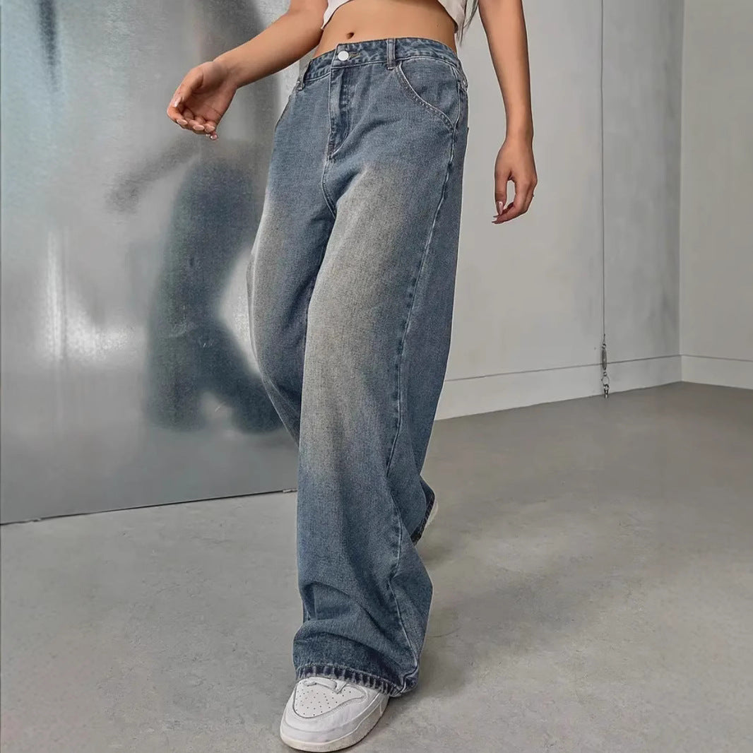 Women's Washed Vintage Denim Pants