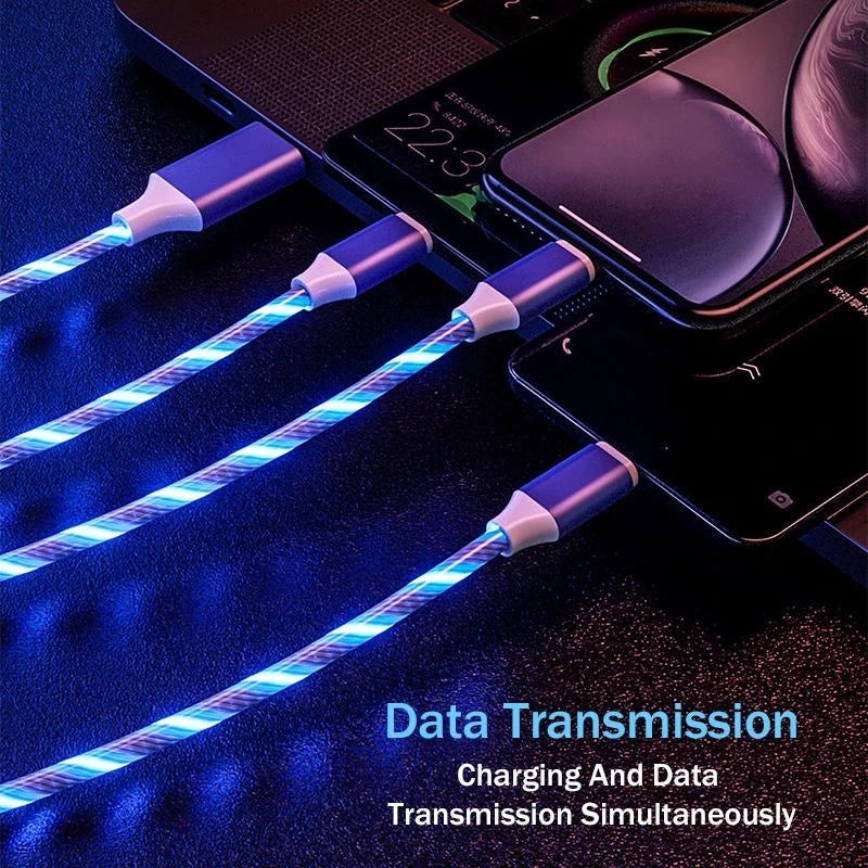 3 in 1 LED Charging Cable 3A Micro USB C Typei - PIXONIXSTORE