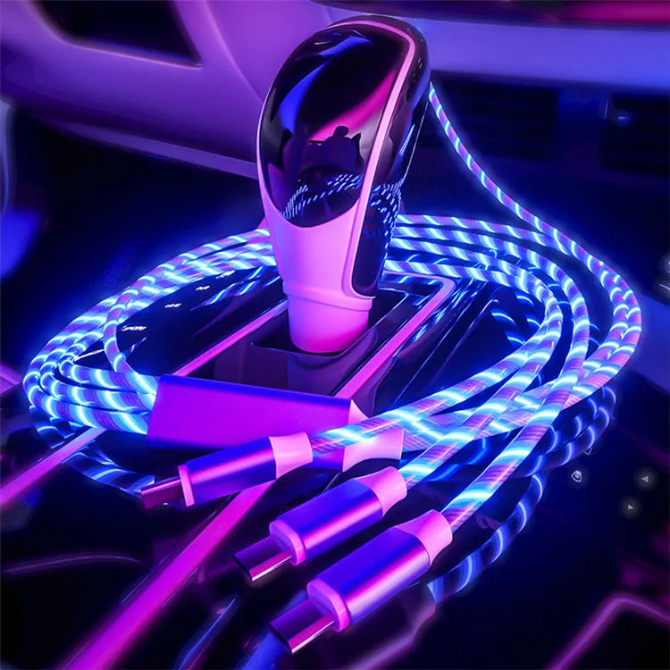3 in 1 LED Charging Cable 3A Micro USB C Typei - PIXONIXSTORE