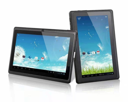 Two tablets side by side on a white background