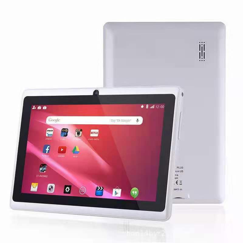 Tablet with front and back views on a white background