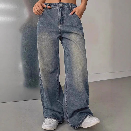 Women's Washed Vintage Denim Pants