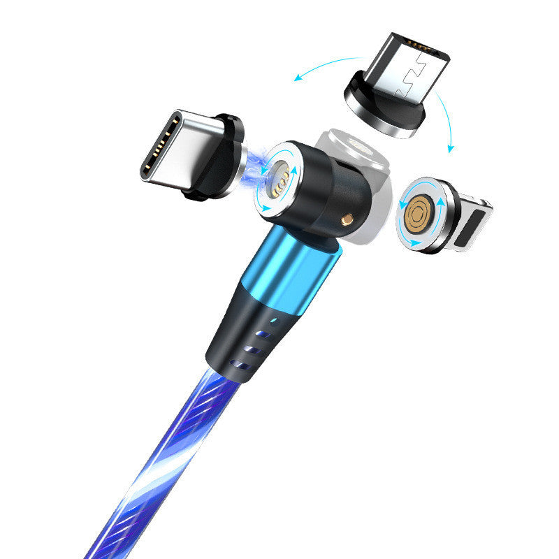 Magnetic cable with multiple connectors on a white background