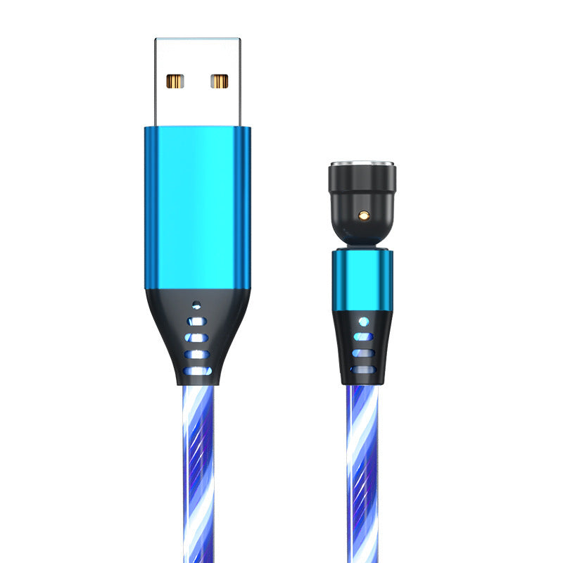 Blue USB cable with black connectors on a white background