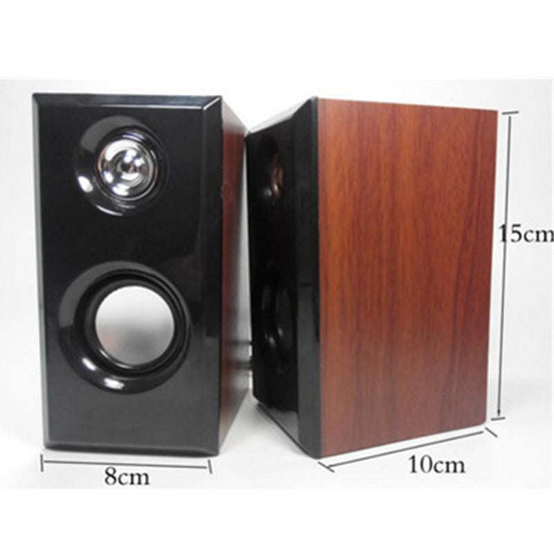Pair of speakers with dimensions labeled on a white background