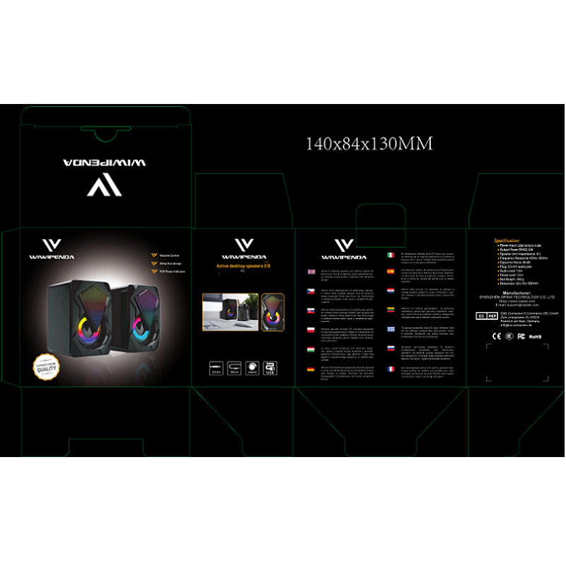 WANPENA product packaging with dimensions and features on a black background