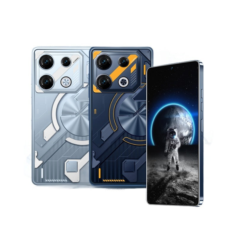 Three smartphone cases with different designs on a white background