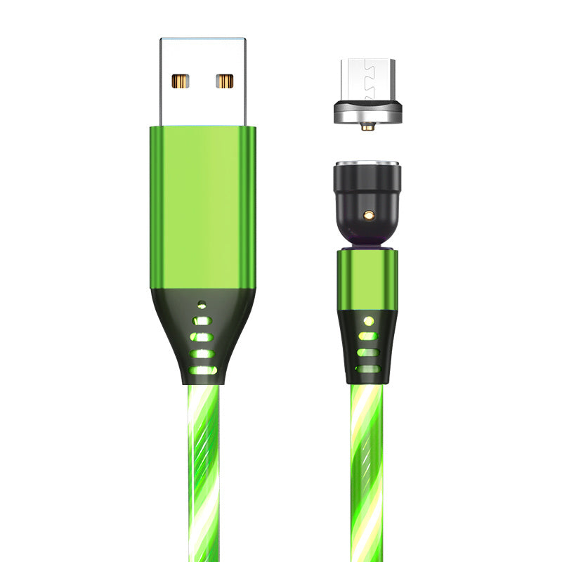 Green USB cable with connectors on a white background