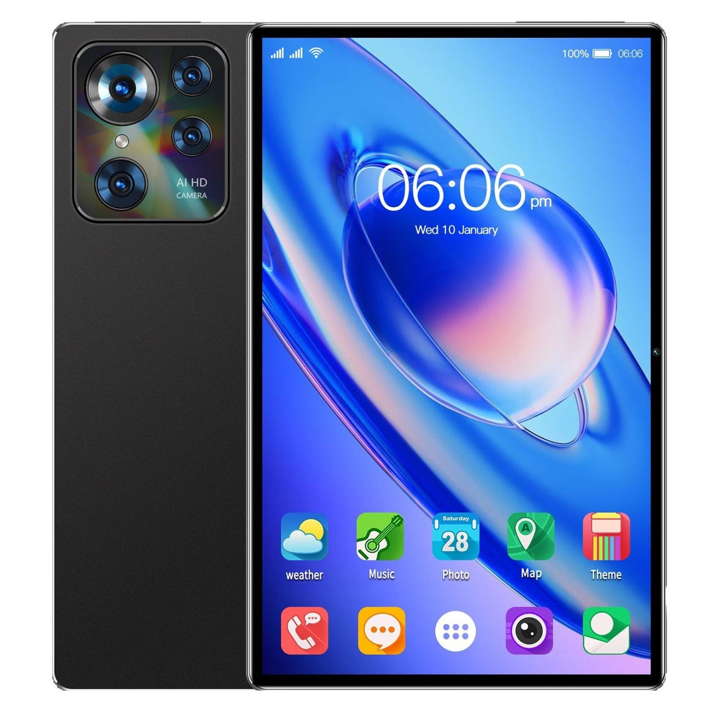 Smartphone displaying app icons on a white background