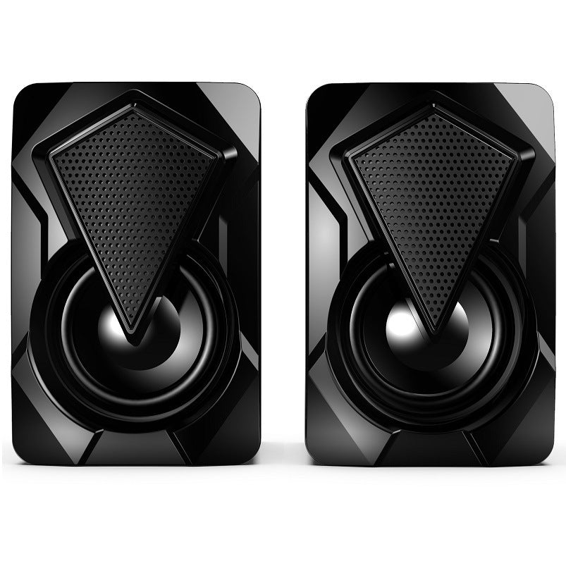 Pair of black speakers on a white background